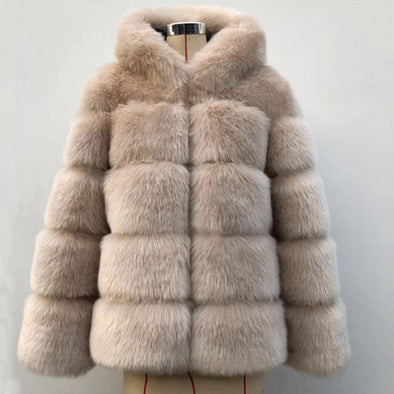 ZADORIN Winter Thick Warm Faux Fur Coat Women Plus Size Hooded Long Sleeve Faux Fur Jacket Luxury Winter Fur Coats bontjas