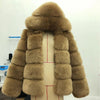 ZADORIN Winter Thick Warm Faux Fur Coat Women Plus Size Hooded Long Sleeve Faux Fur Jacket Luxury Winter Fur Coats bontjas