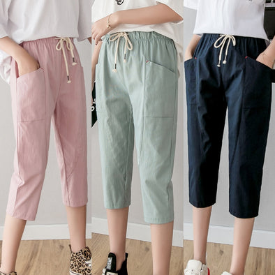 Cotton Linen Pants for Women Trousers Loose Casual Solid Color Women Harem Pants Plus Size Capri Women's Summer