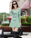 FTLZZ New Women's Trench Coat Spring Autumn Black Green Slim Double Breasted Windbreaker Outerwear Female Casual Trench Coat