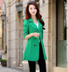 FTLZZ New Women's Trench Coat Spring Autumn Black Green Slim Double Breasted Windbreaker Outerwear Female Casual Trench Coat